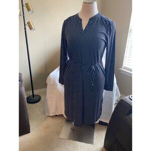 RALPH LAUREN Black and White Striped Belted Shirt Dress - Size XXL (NWT)